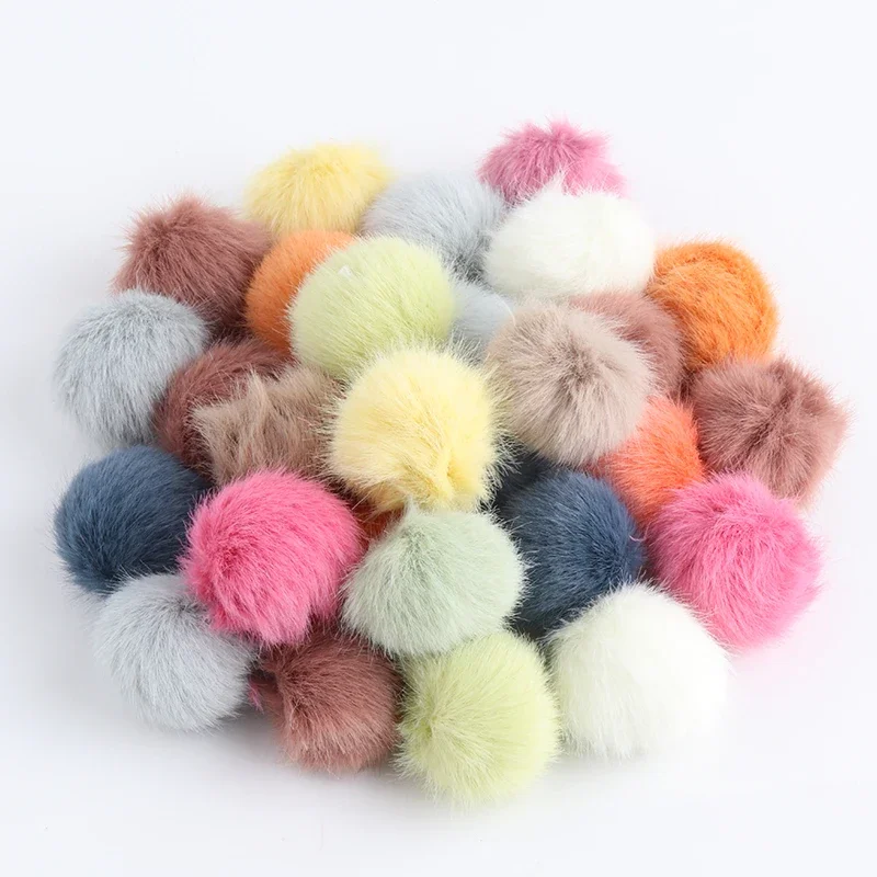 2.5cm Natural Fluffy Pompom Fur Ball 25mm Pom Pom Pure Color Pompon Pompoms For Caps Hats Scarf Gloves Clothes Decoration 10pcs