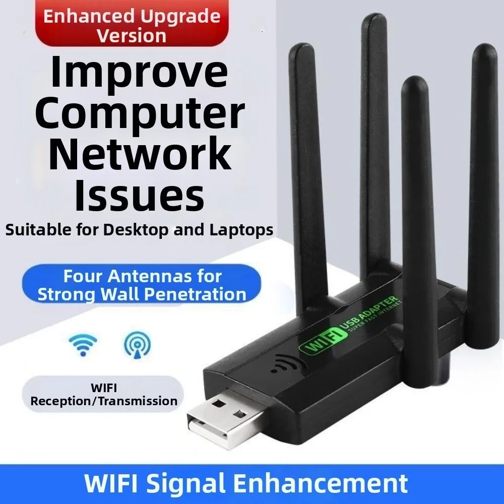 Adaptador USB WiFi de banda dupla 2.4G / 5.8Ghz Transmissão de alta velocidade 4 antenas Repetidor sem fio USB3.0 Driver grátis