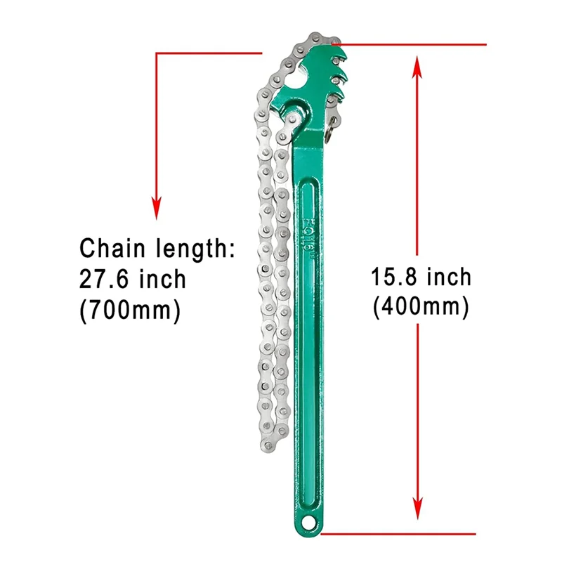 B50C Sturdy Adjustable Heavy Duty Ratchet Chain Oil Filter Wrench Reversible Chain Style Pipe Mount Wrench 16 Inch