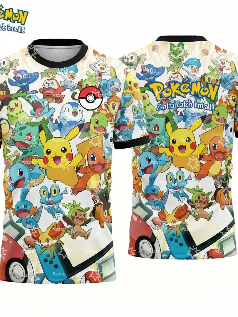 2026 Pokémon Grafische Voetbal Jersey Japanse Anime T-shirt Lente Sport Snel Droog Heren T-shirt Kinderkleding Tee Y2k Vrouw - afbeelding 2