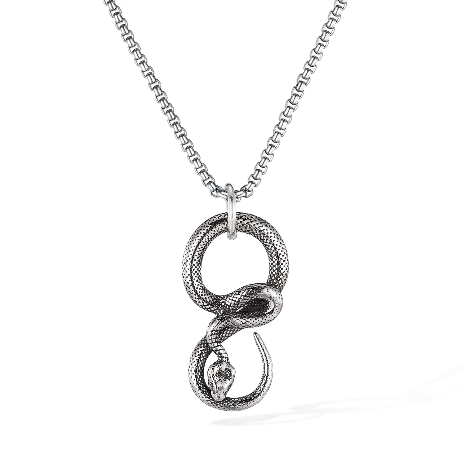 

Men’s Snake Pendant Necklace – Vintage Hip Hop Stainless Steel Chain with Bold Serpent Design