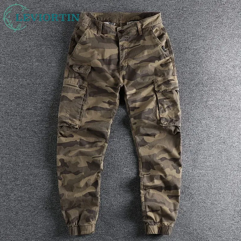 

Камуфляжная рабочая одежда в американском стиле, комбинезоны, брюки, мужские повседневные свободные брюки-карго с несколькими карманами, уличная одежда, шаровары в стиле ретро