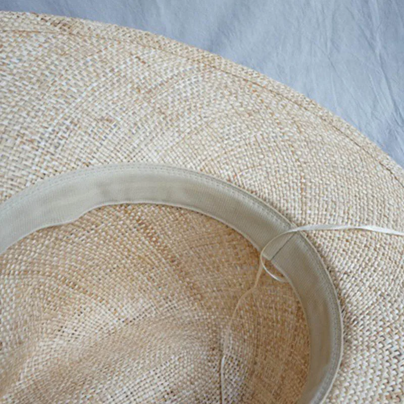 Wide Brim Straw Sun Hat for Women Panama Hat Natural Grass Beach Hat Formal Jazz Fedora Hat Church Performance Dance Hat Band