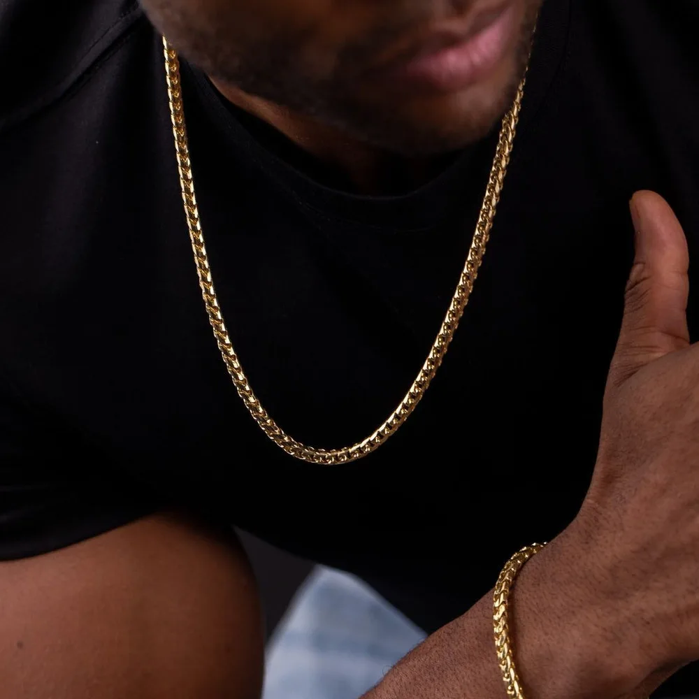 Tire JONecklace-Collier en acier inoxydable pour hommes et garçons, optique de 3mm, cadeaux de bijoux pour hommes