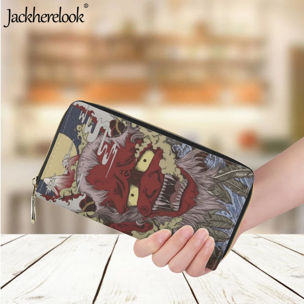 

Jackherelook Fashion New Women's Long Leather Wallet Japanese Ghost Luxury Brand Money Bag for Female Bank Card Holder Purse