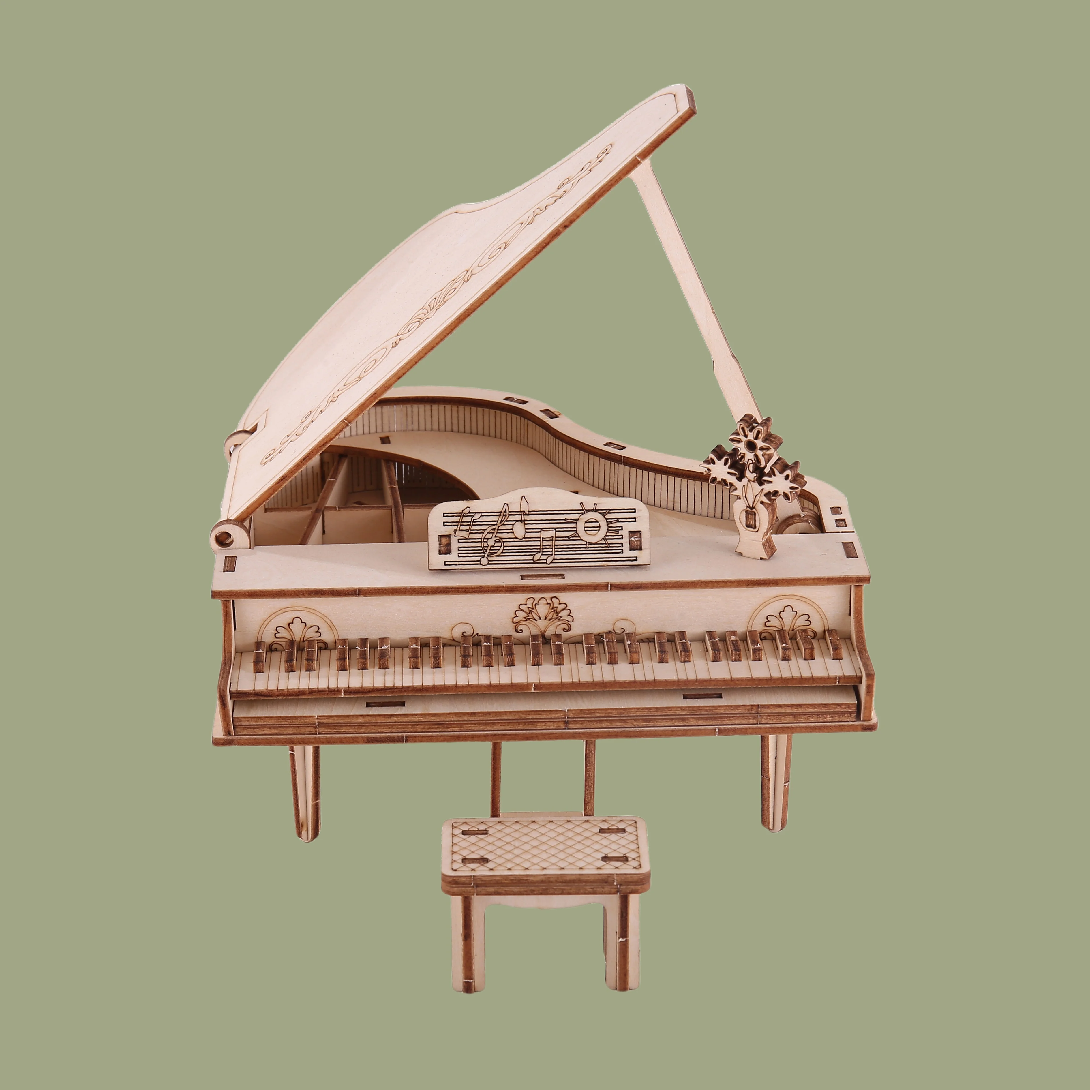 3D Wooden Puzzle Piano Model Hand Assembled Puzzle DIY Assembly Model, Suitable for Christmas
