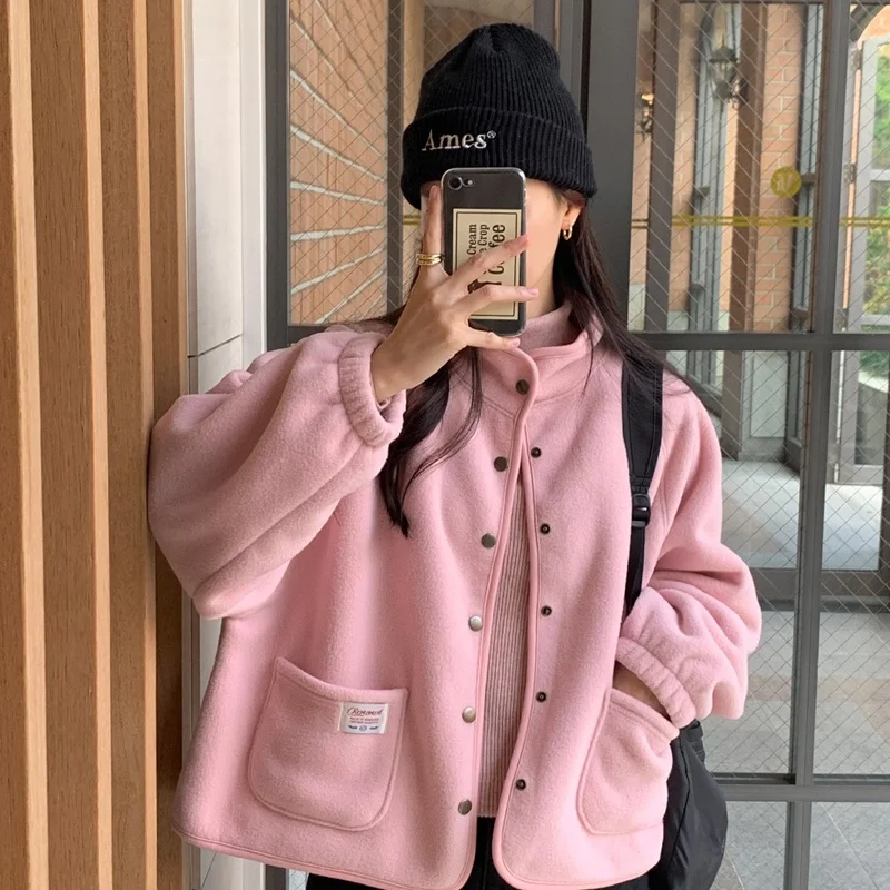 両面使用可能 カジュアル 多用途 韓国風 スタイリッシュ レディース コットンコート ハイカラー 肩挿し シングルボタン