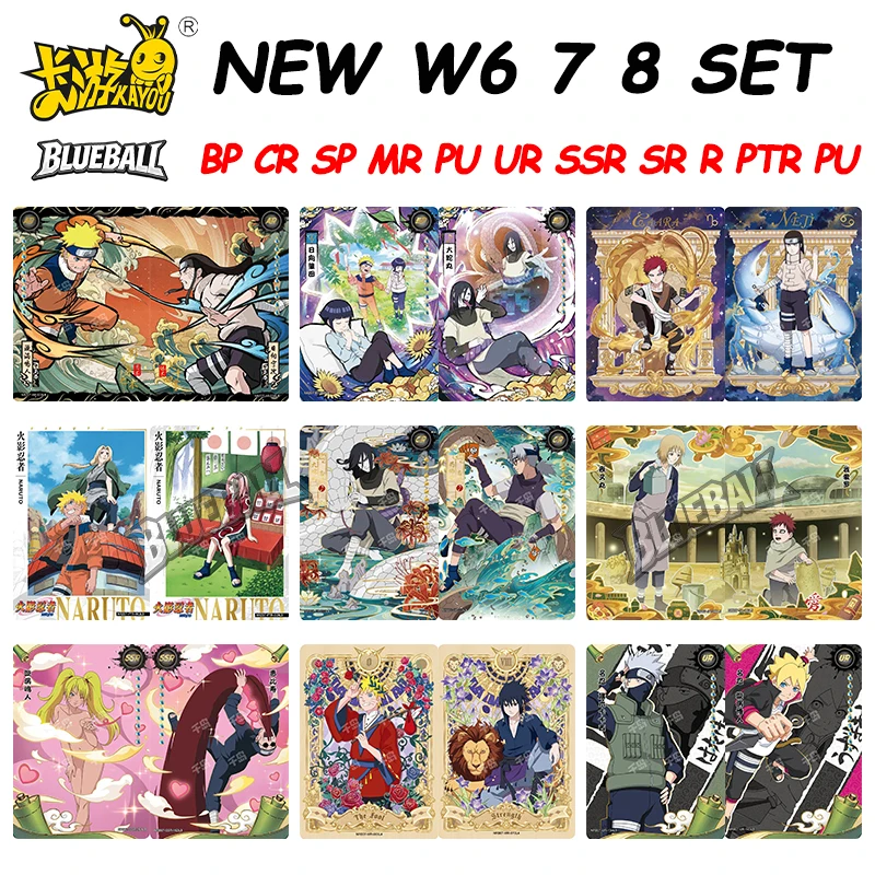 Genuine Kayou Naruto Cards T4W7 T2W8 BP SP MR PU BR PTR SSR SR R Full Set Sasuke Hinata Rare Anime Collectible Cards Toy Gift