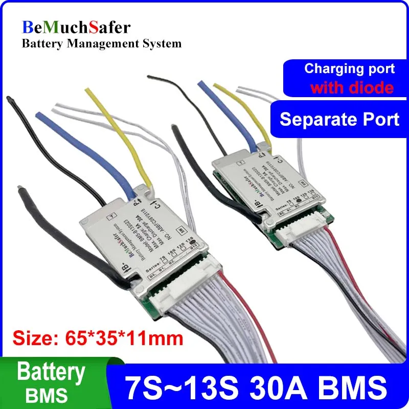 10S 13S 30A Battery BMS With On/Off Switch Temperature Sensor 7S 12S 24V 36V 43V 48V BMS for DIY E-Bike E-Scooter Battery Pack