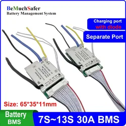 10S 13S 30A 배터리 BMS, On/Off 스위치 온도 센서 포함, 7S 12S 24V 36V 43V 48V BMS, DIY 전자 자전거용, 전자 스쿠터 배터리 팩