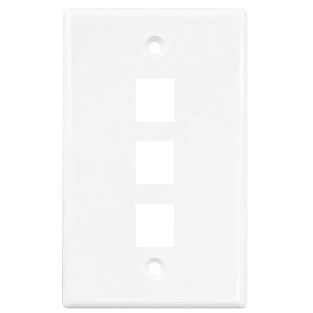 10-Pack 3 Port Keystone Jack Wall Plate,Low Profile Ethernet Wall Plate Single Gang Wall Plates for Keystone