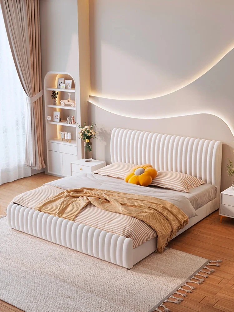 Bed Modern Minimalist Milk Velvet  Cream Master room 1.8M Double  Internet Celebrity Ins Style Disposable