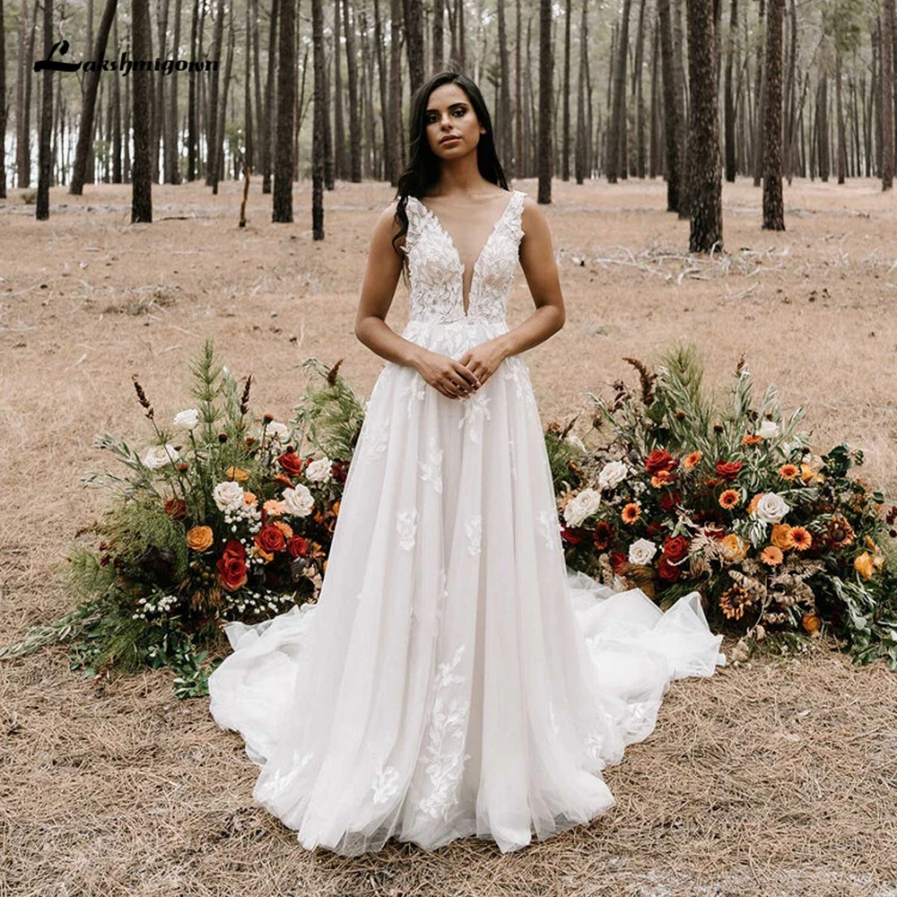 2025 vestidos de casamento clássicos para noivas colher sem mangas plissado a linha apliques robe de mariée para mulheres vestidos feitos sob encomenda d