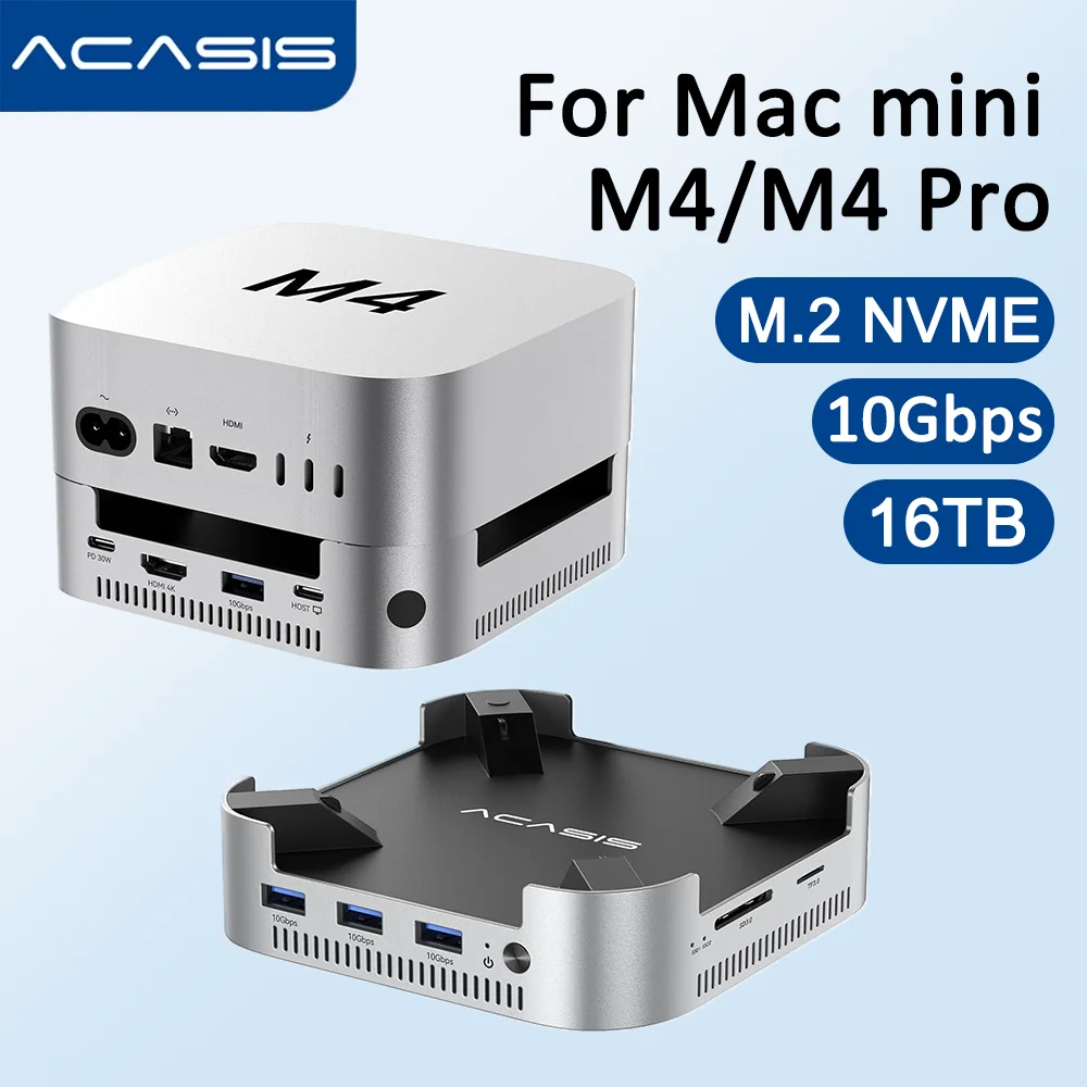 �y�Z�[�����zAcasis Mac Mini M4/M4 Pro�p 10Gbps USB-C�h�b�L���O�X�e�[�V���� & �f���A���x�CM.2 NVMe SSD�X���b�g 16TB DP�|�[�g SD/TF�J�[�h�X���b�g����