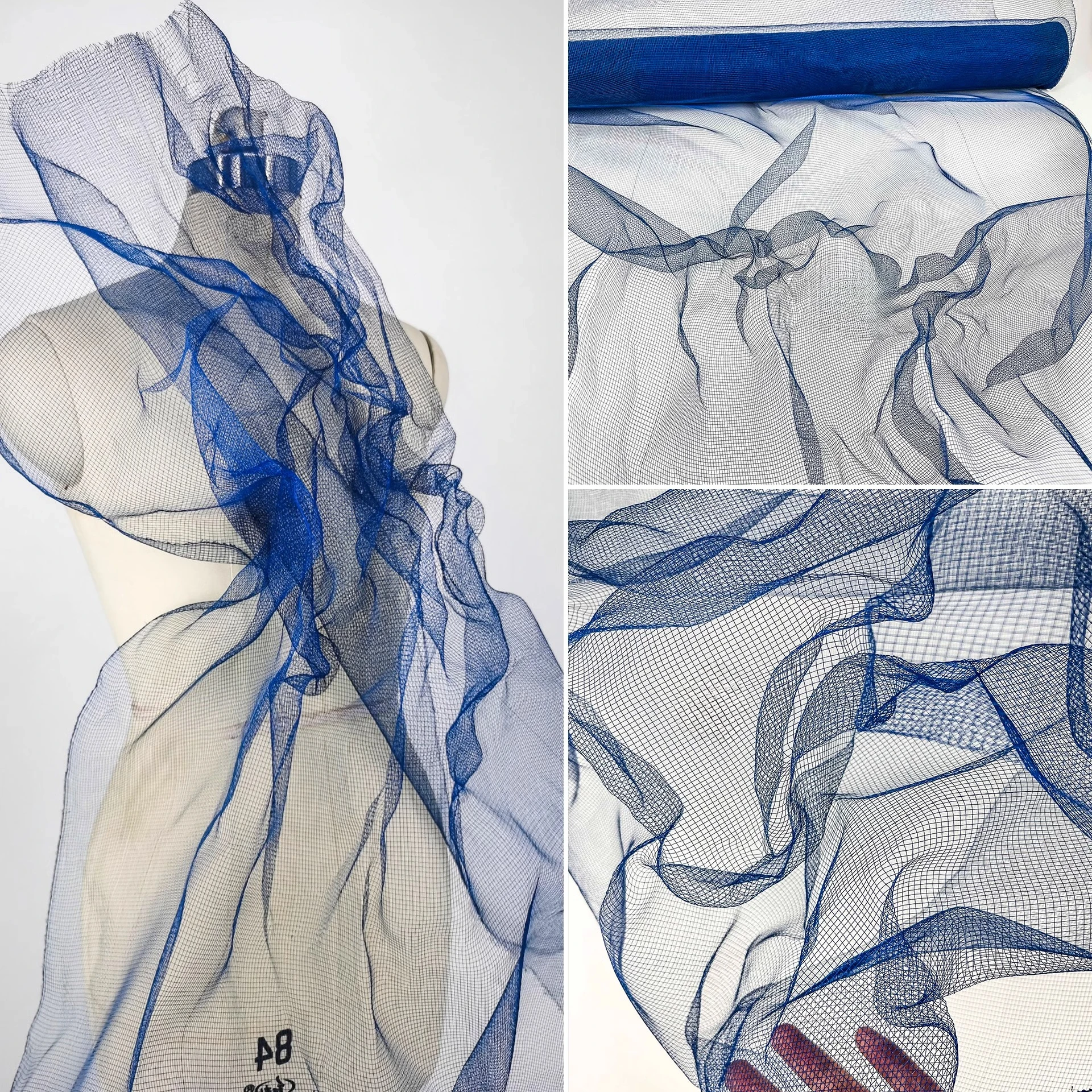 

Синяя стальная проволочная сетчатая ткань — фон с эфирным облаком, скульптура и декоративный художественный материал