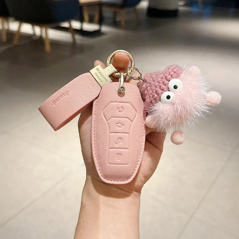 For BYD Atto3 Dolphin Han ev Tang qin pro Song plus yuan dmi Seal Frigate 07 Personalized leather key case for women's key chain