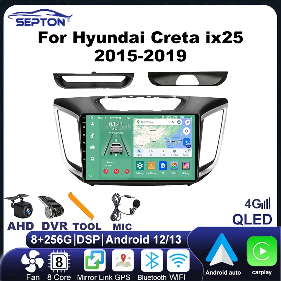 SEPTON Car Stereo Radio Carplay Multimedia Player for Hyundai Creta Ix25 2015-2019 Android Navi Setero GPS 2Din Head Unit 4G Net