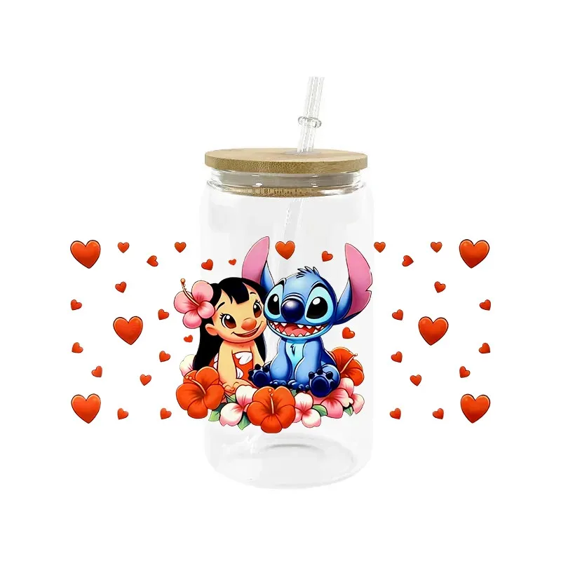 

New Cartoon stitch 16oz DTF Sticker Cool Personalize UV Wrap Transfer Sticker Custom Labels DIY Logo Wholesale