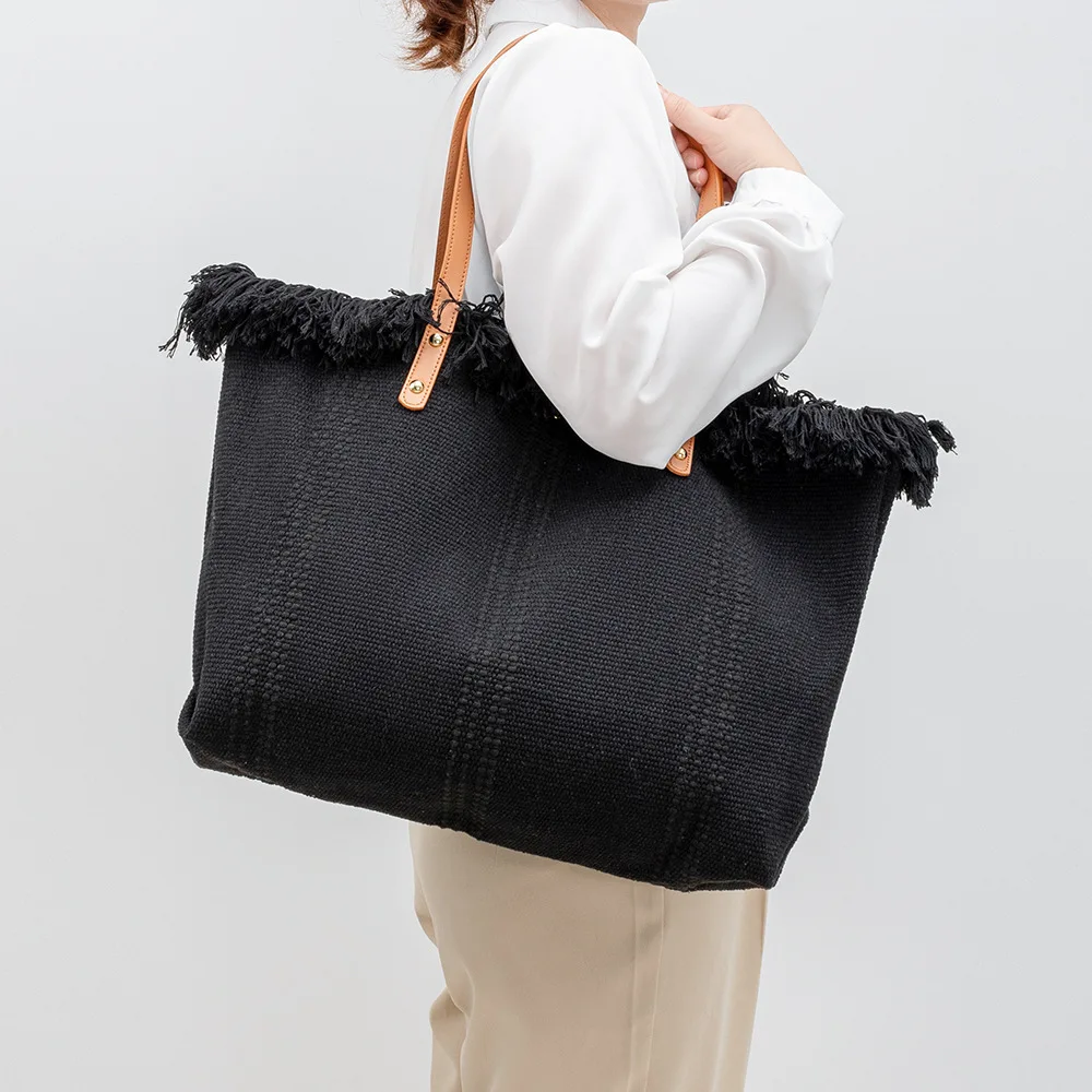 2024 New Niche Premium Feeling Large Capacity Commuter Canvas Tote Bag