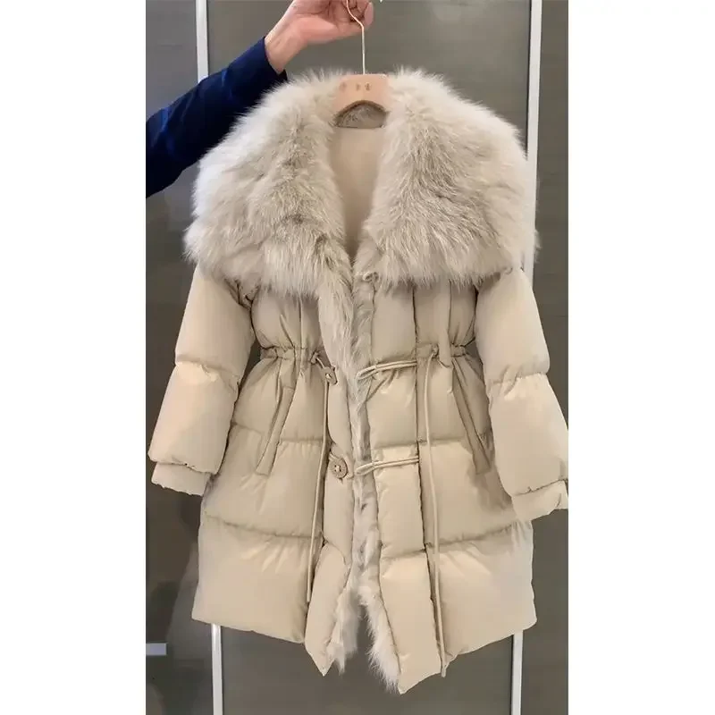 Winter Fur Collar Down Jacket Women New High-grade Feeling Super Good-looking Little Man Fried Street Fur Collar Coat