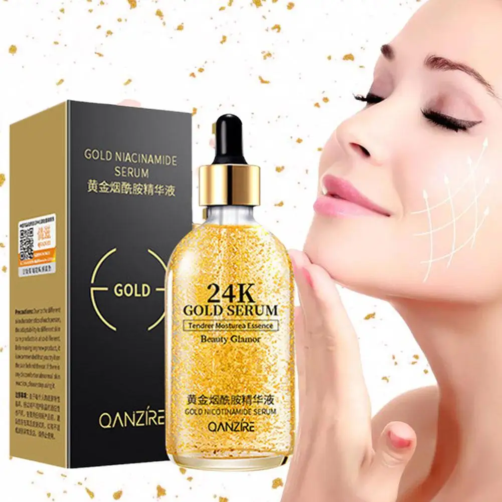 30ml 24K Gold Face Serum Brightening Skin Tone Hyaluronic Acid Moisturizing Essence Gold Skin Serum