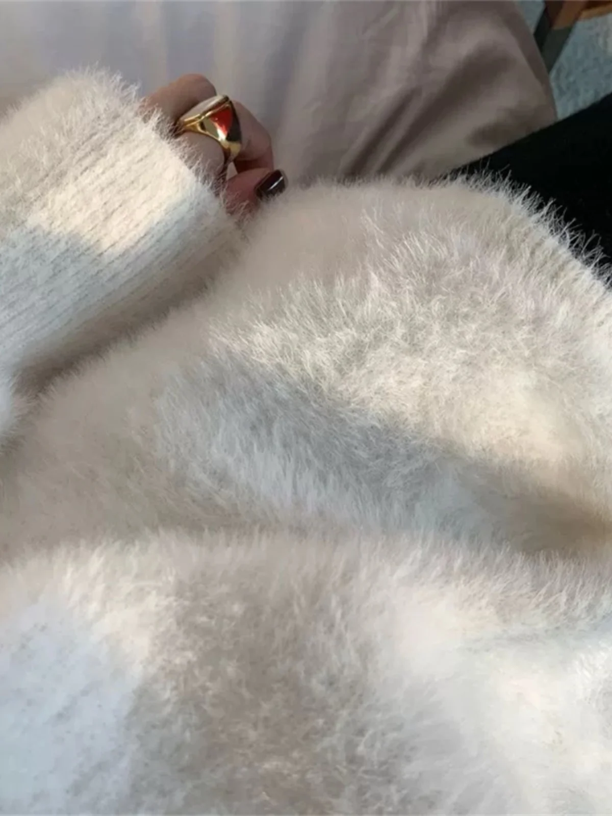 Gabriel Luxury Thi Large Size  Color Sweater Mink Fur Commute Sle Long Sve round Ne Regular Thin Winter