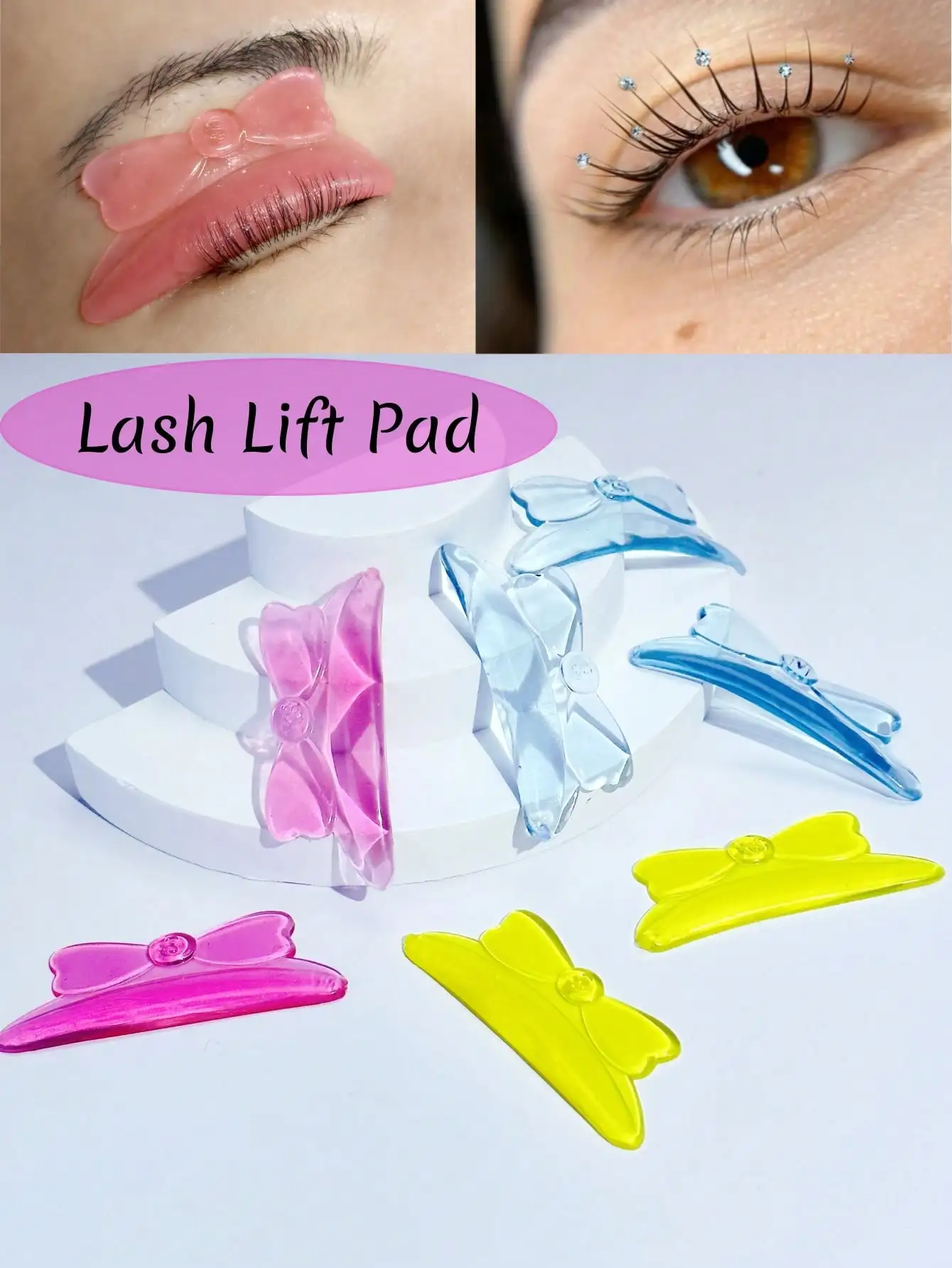 Cute bow eyelash lift pads, used when eyelash lift, 5 pairs of self-adhesive material Lash Perming Pads, very elastic, soft and