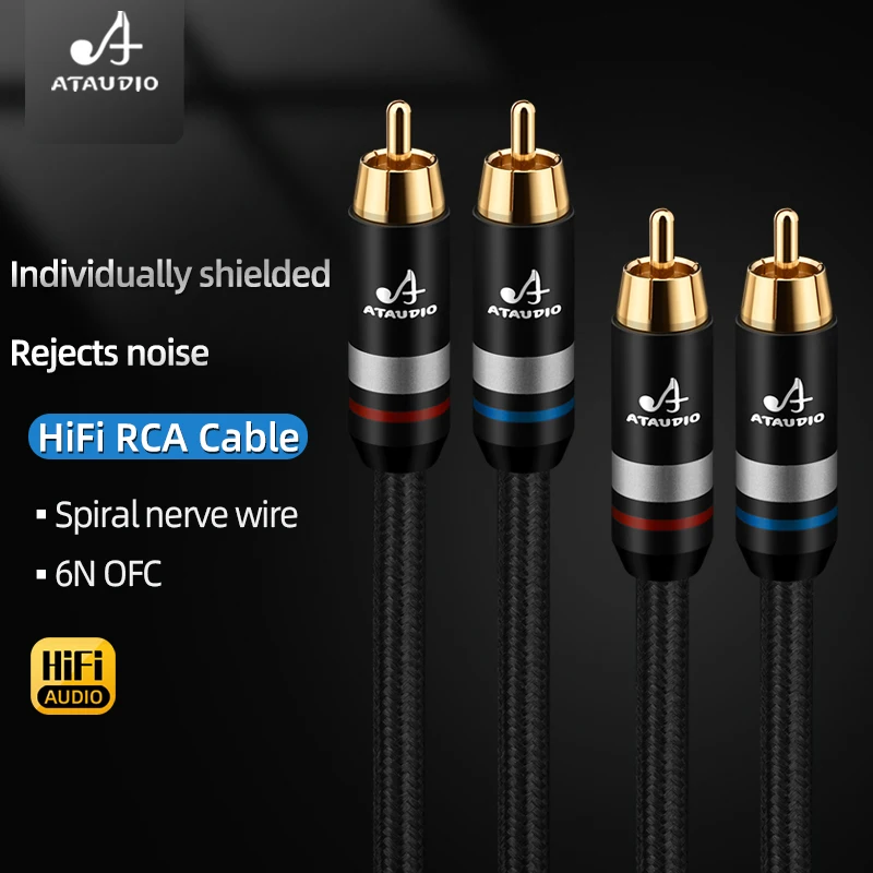 

1 Pair High Quality 6N OFC HiFi RCA Cable for Amplifier Subwoofer DAC Audio Cable Signal 2RCA to 2RCA Interconnect Cable