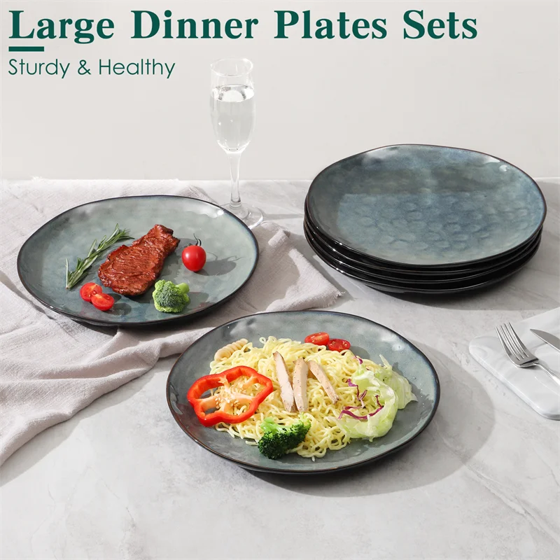 6PCS/set Green Ceramic Plate Salad Dinner/Soup/Dessert Plates/Bowl  Bowls Plates  Pizza Pasta Trays Dinnerware Dishes Tableware