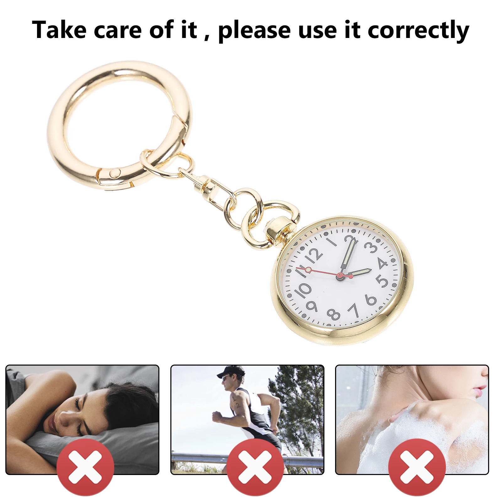 

Chest Watch Pocket Clip-on Nurse Hanging Watch Zinc Alloy Quartz Keychain Belt Buckle Fob Lapel Portable Gift for Birthday
