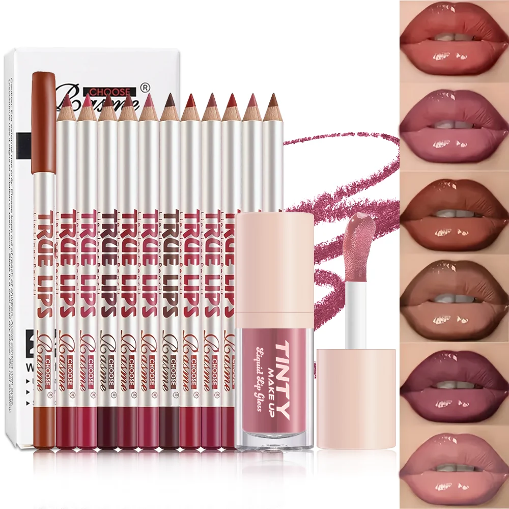 CHOOSE RASME Viral TRUE LIPS Makeup Lip Liner & Gloss Combo - 12 Shades, Waterproof, Long-Lasting, No Fading, No Feathering, Flawless Juicy Plump Pout All Day