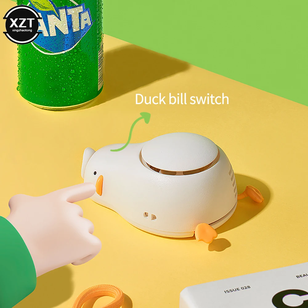 Cute duck Neck fan Portable Bladeless hanging neck fan USB Rechargeable air cooler Mini lying Duck wearable cooling fan