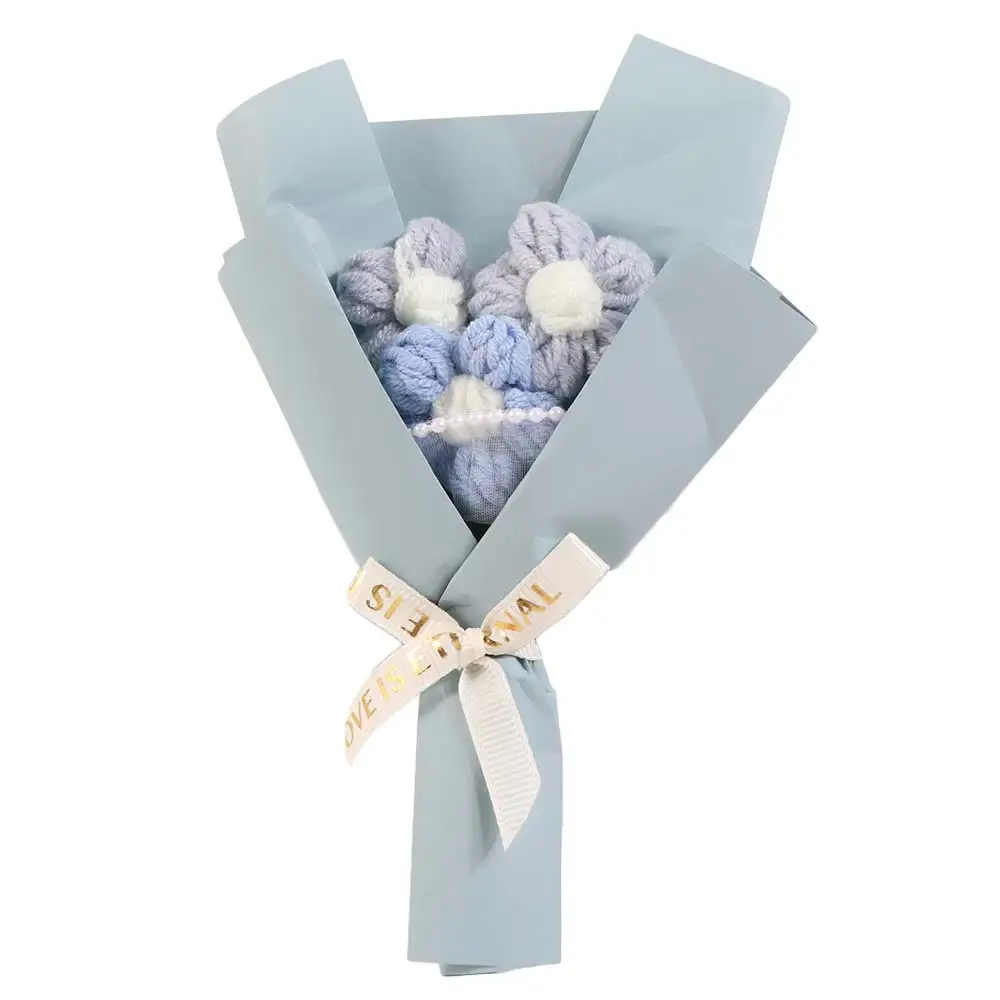 Fake Flowers Crochet Flowers Knitted Flower Hand Woven Artifiical Folwer Bouquet Handmade Funny Woven Simulated Flower