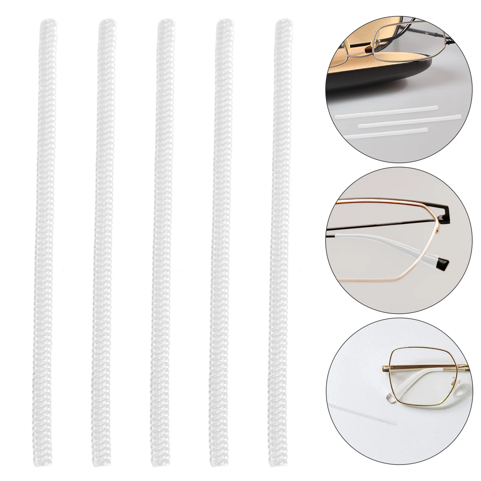 

5Pcs Eyeglass Anti-Slip Wrapping Ear Support Leg Covers Soft Comfortable Transparent Non-Slip Temple Tips for Sports Glasses