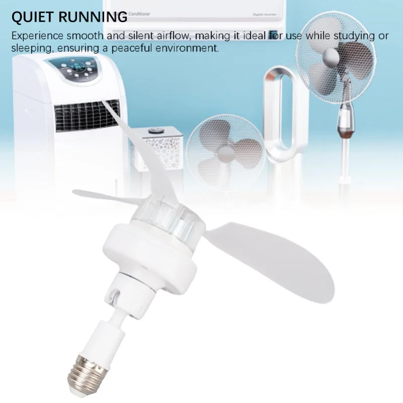 E27 E26 Base Fan Quiet Flexible 360 Degree Rotating Mini Socket Fan For Kitchen Bathroom Bedroom