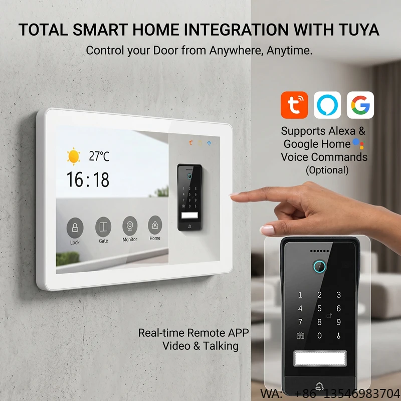 Hiwink 2 Wire Smart Video Doorbell Tuya App Control Palm Face Recognition IP65 Waterproof Multi Indoor Monitor Support