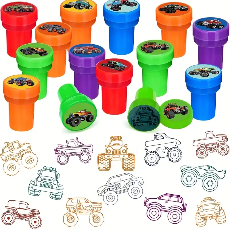 22 Pcs Monster Truck Party Stamp Seal Truck And Car Classroom Rewards Birthday Party Gift For Boys Girls Monster Fans Christmas view 3