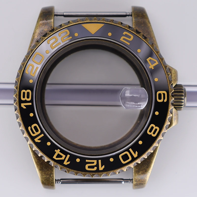 Bronze Retro 40mm NH35 NH36 Watch Case Sapphire Glass For Seiko NH35 NH36 NH34 NH38 4R36 Movement 28.5mm Dial GMT Design style