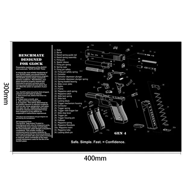 AR15 AK47 Pistolenreinigungs-Gummimatte Mauspad für Pistole GEN5 Glock 17 19 1911 Beretta 92 P320 CZ 75 CZ SHADOW 2 HK USP Zubehör