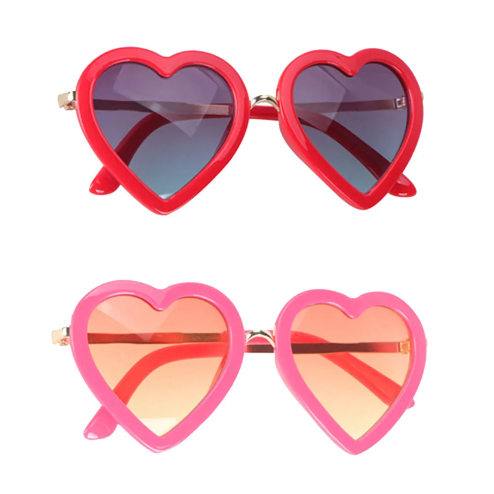 

2Pcs Decoration Sunglasses Heart Design Anti- Party Glasses Fashion Eyewear Dress Up Accessory Red Rosy
