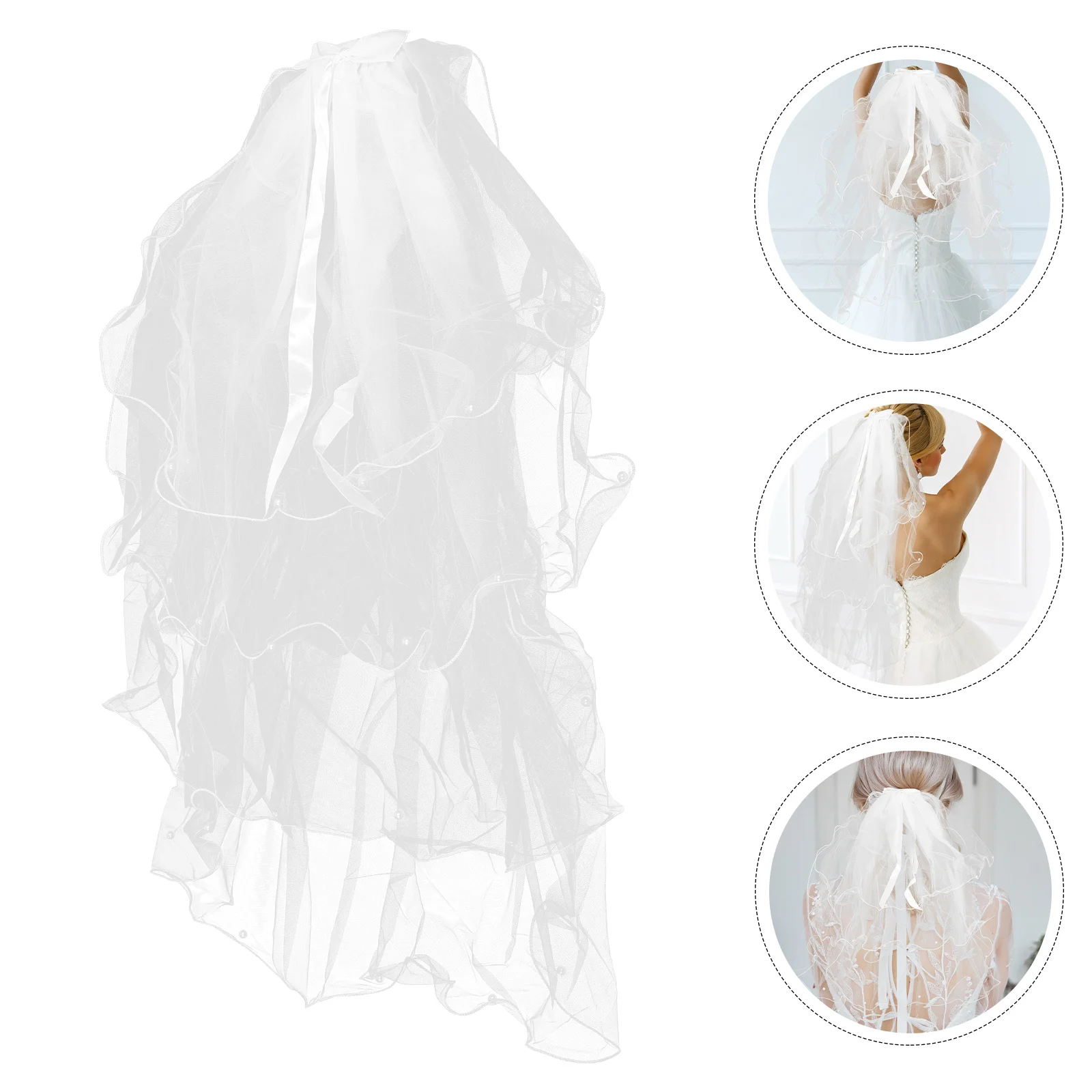 

Bride Veil Long Elegant Bridal Bow Veil Lightweight Hair Accessory for Wedding Engagement Bachelorette Party Veils for Brides