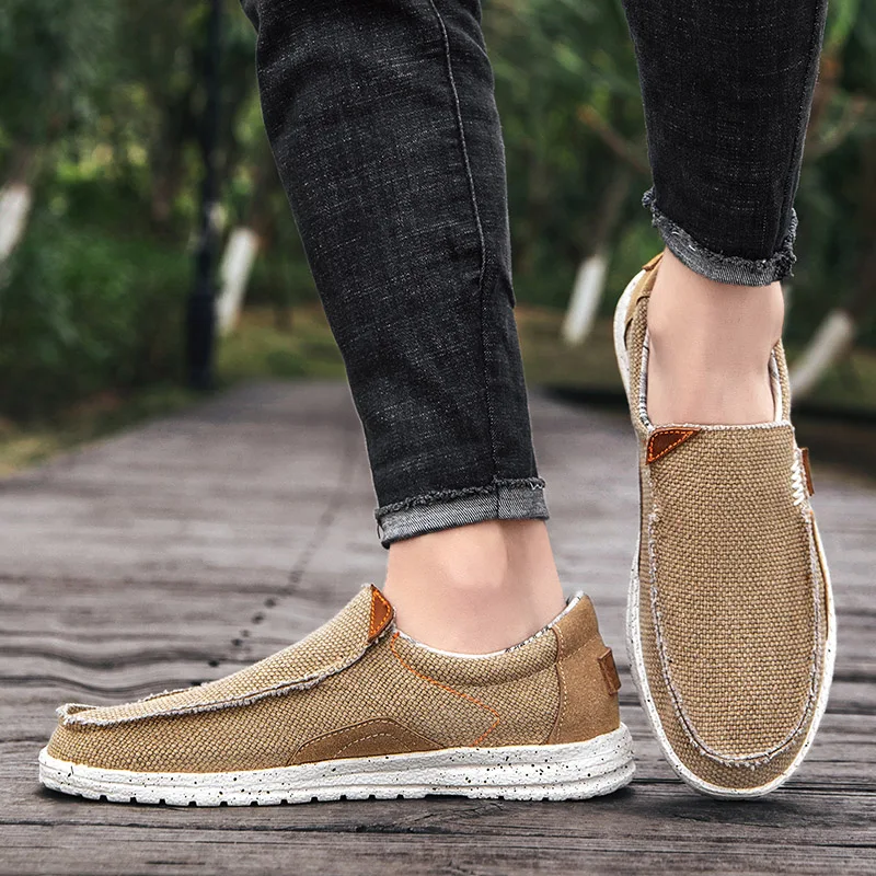 Soothing Breathable Canvas Shoes Men Loafers Slip On Fashion Sneakers Comfty Casual Shoes Lightweight Flats Men Walking Zapatos