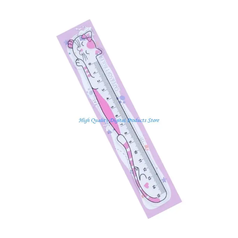 U2JE 15 ซม.แมวน่ารักไม้บรรทัด Scale ไม้บรรทัดนุ่มไม้บรรทัดตรงเครื่องมือวัดสำหรับการสอนวิศวกรรม