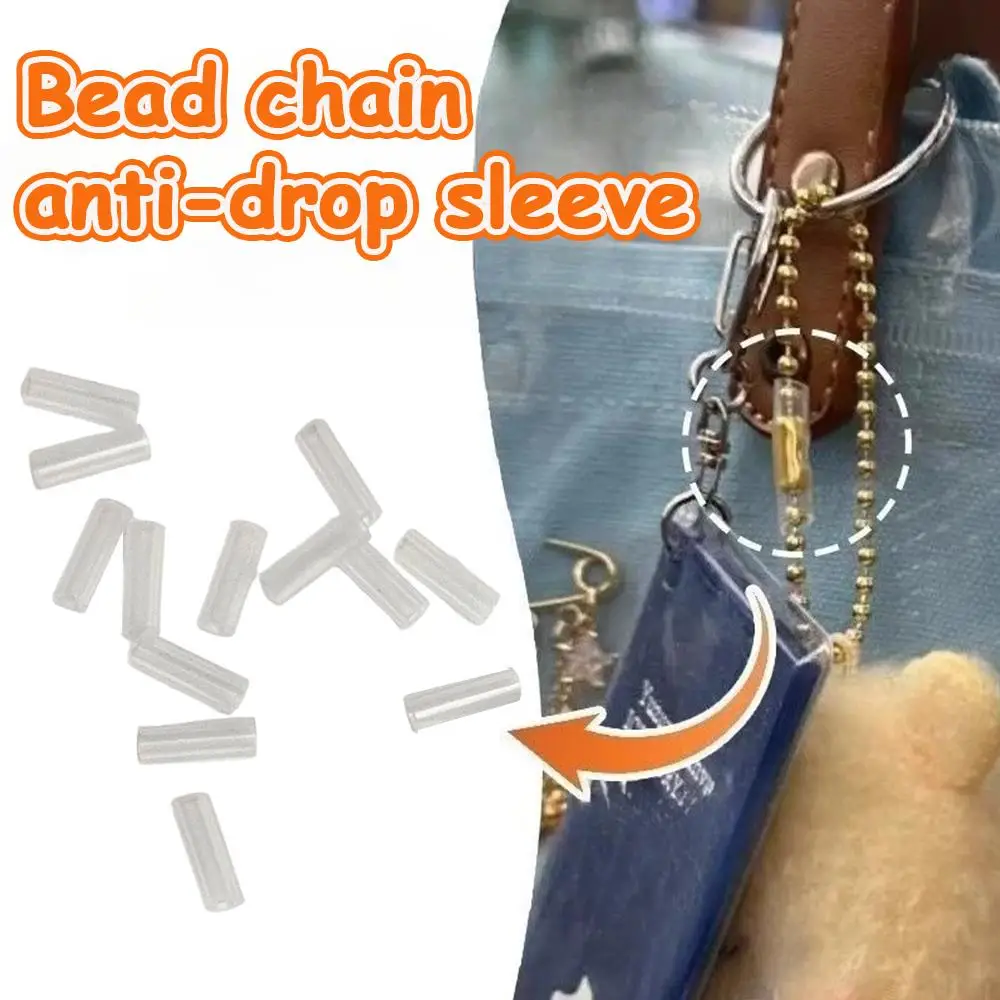 50Pcs Bead Chain Anti-lost Cover Pendant Acrylic Card Chain Falling Off Key Ring Protective Cover To Prevent Falling Bead Chain