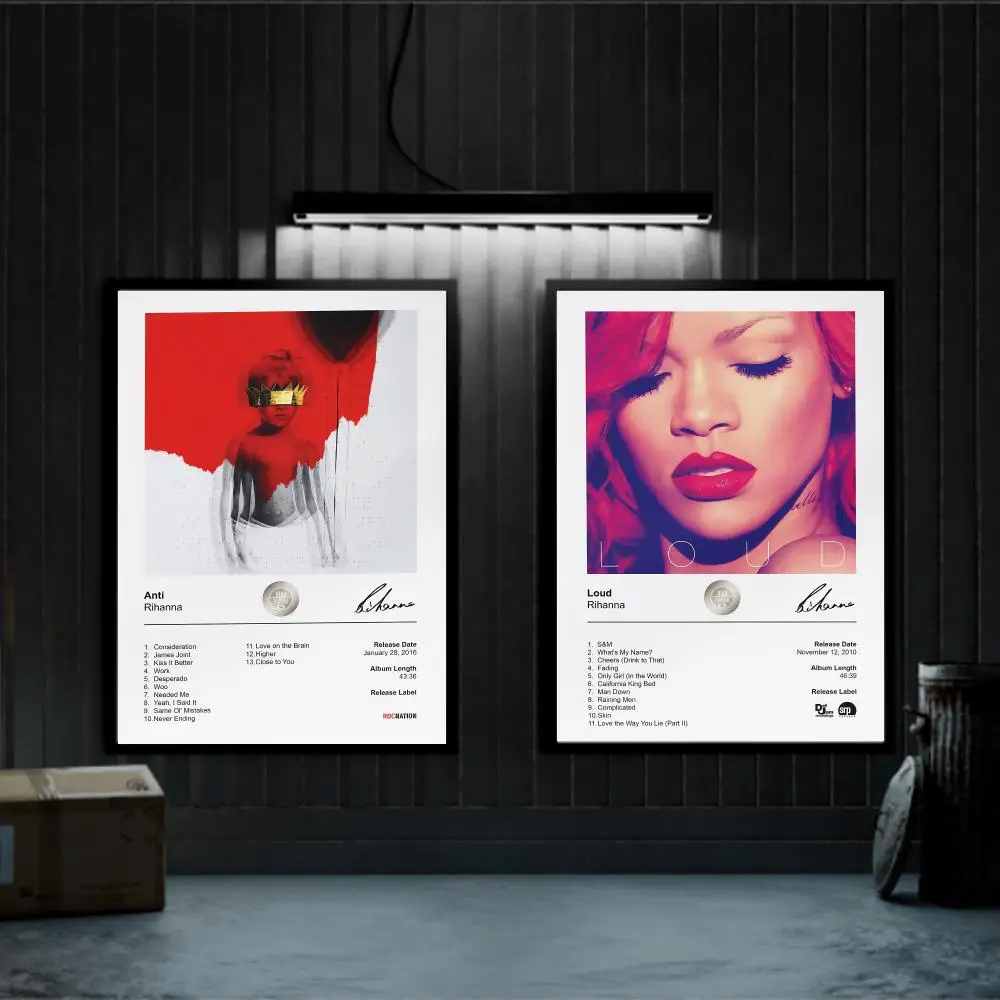 

R-Rihanna Poster Prints Canvas Painting Wall Art Picture Living Room Home Decor Tracklist Music Album Cover