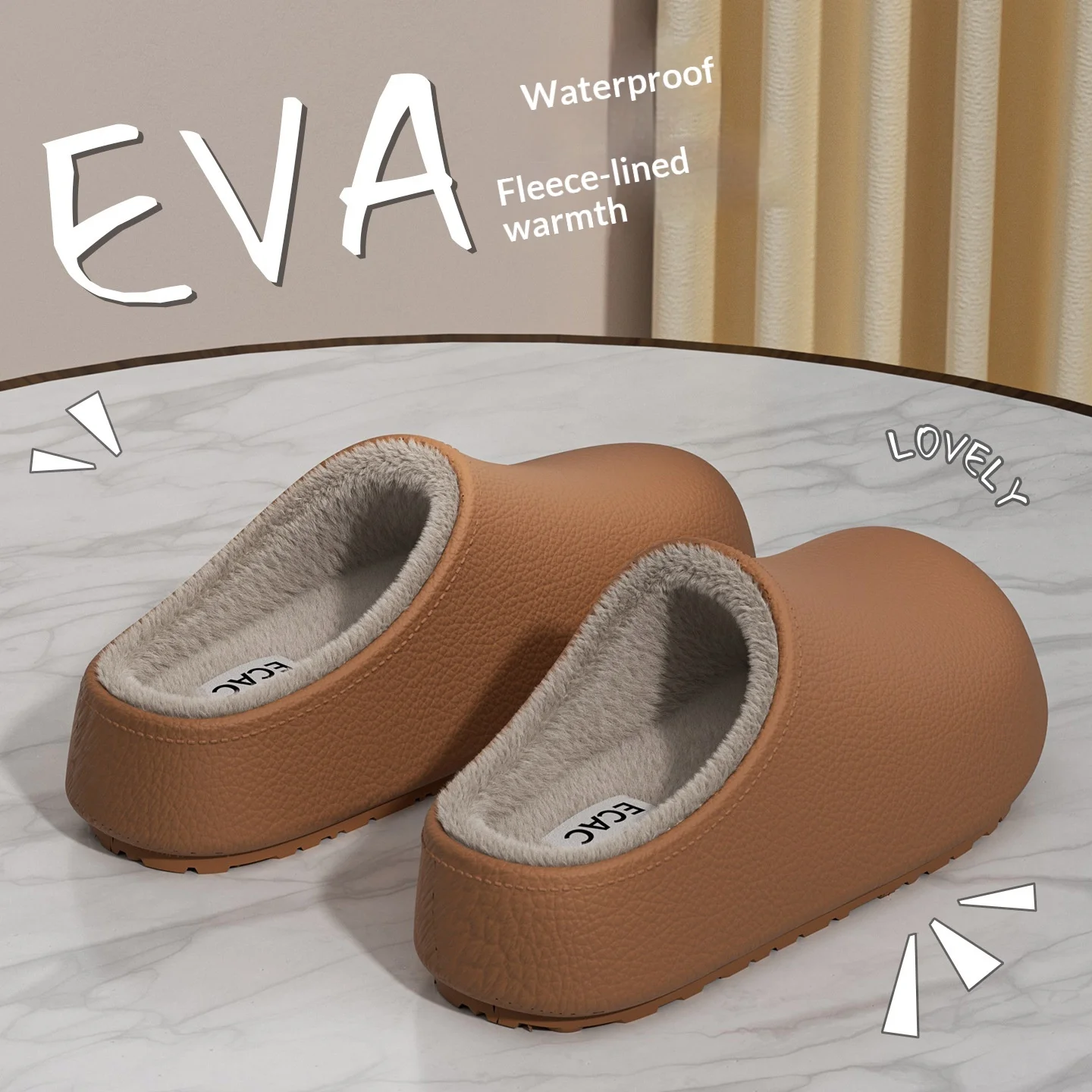 Frauen Winter Wasserdichte EVA Hausschuhe Warme Fleece Gefüttert Weiche Leichte Hausschuhe Geschlossene Zehe Indoor Outdoor Casual Schuhe