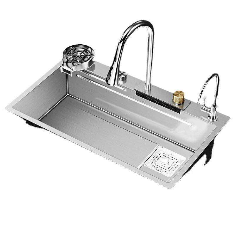 

304 nm sink waterfall large single kitchen wash basin stainless steel household dishwashing