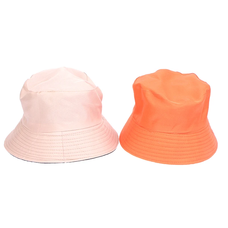 Reversible Dacron Bucket Hat Two Side Wear Unisex Simple Cap Men Women Panama Cap Beach Fishing Sunhat