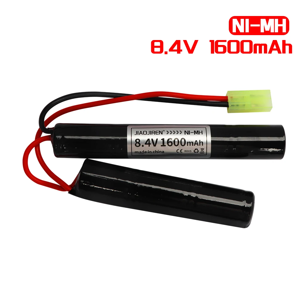 Batteria Airsoft da 8,4 V 1600 mAh per parti di fucile H VFC HK416 CQB Batteria da Nunchuck a farfalla NIMH da 8,4 V con connettore Mini Tamiya