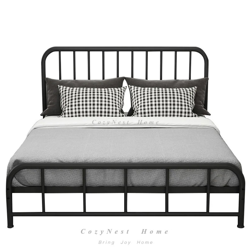For Wrought iron bed, simple and modern 1.5 meters rental house single bed 1.8 meters European double bed, bold and thick iron